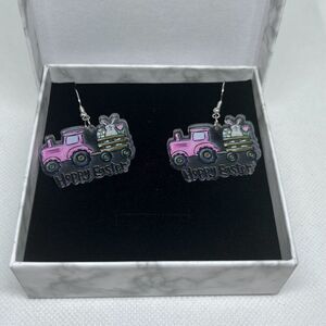 Easter Pink Tracker Bunny Earrings